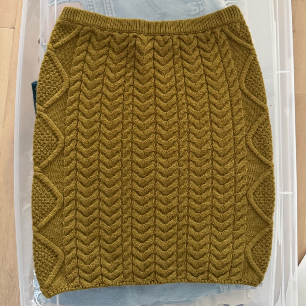 Danielle Guizio Olive Cable Knit Mini Skirt